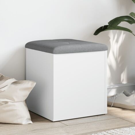 Vidaxl – Banc de rangement blanc 42x42x45 cm – Bois d'ingénierie – Capacité de charge 110 kg – Coussin épais gris clair (1/6)