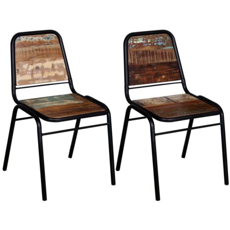 Vidaxl – Lot de 2 chaises à manger en bois de récupération massif – Style vintage – Dimensions 44x59x89 cm – Charge max 110 kg (1/5)