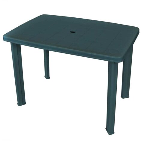 Vidaxl – Table de jardin en plastique verte 101x68x72 cm – Résistante aux intempéries – Trou pour parasol – Légère et facile à déplacer