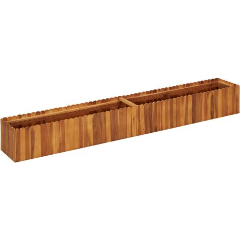 Vidaxl – Lit surélevé en bois d'acacia 200x30x25 cm – Résistant aux intempéries – Design à lattes pour drainage – Pour jardinage professionnel