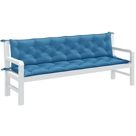 Coussins de banc de jardin lot de 2 bleu mélangé tissu vidaXL