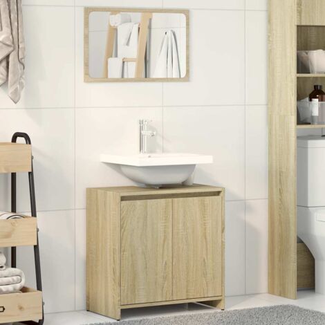Vidaxl – Ensemble de meubles de salle de bain 2 pcs – Armoire 60 x 33 x 61 cm – Miroir 60 x 45 cm – Bois d'ingénierie chêne sonoma (1/5)