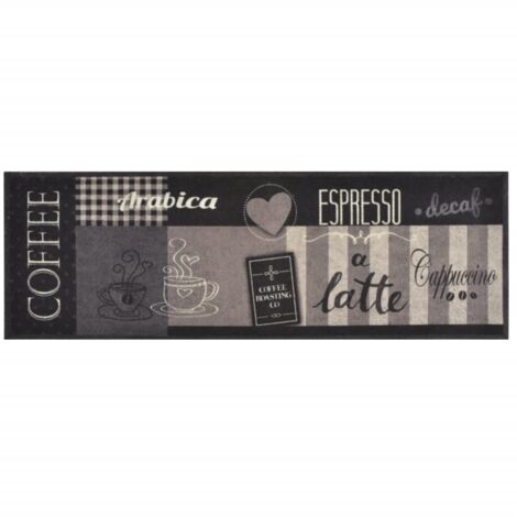 Tapis de cuisine lavable impression café noir 60x180 cm velours vidaXL
