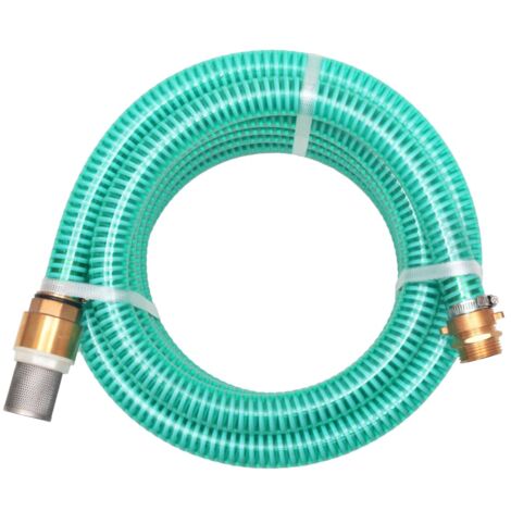 Tuyau d'aspiration avec raccords en laiton 15 m 25 mm Vert vidaXL