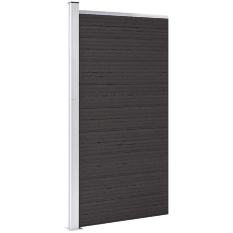 Vidaxl – Panneau de clôture WPC 95x186 cm noir – Résistant à la pourriture et à la rouille – Cadre en aluminium pour rigidité – Design à 2 côtés