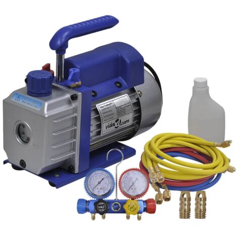 Vidaxl – Pompe à vide 220V 120W – Débit 50L/min – Manomètres à 4 voies pour réfrigération et climatisation – Boîtier en aluminium