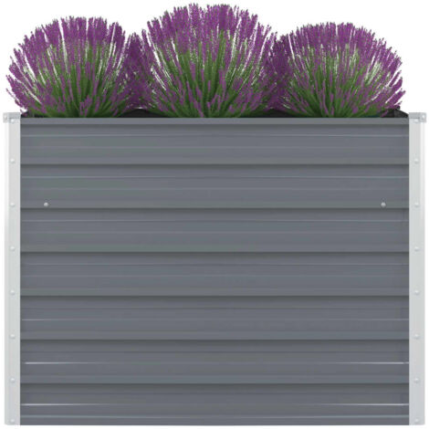 Vidaxl – Jardinière surélevée 100x100x77 cm en acier galvanisé – Fond ouvert pour drainage optimal – Robuste et stable – Pour plantes, légumes et herbes