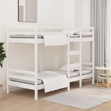 Vidaxl – Lit superposé blanc 90x190 cm en bois de pin massif – Garde-corps pour sécurité – Design compact pour optimiser l'espace (1/5)