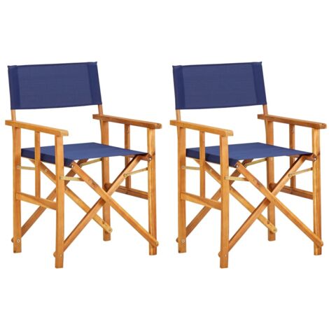 Chaises de metteur en scène lot de 2 Bois massif d'acacia bleu vidaXL