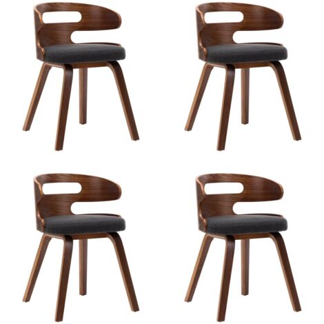 Vidaxl – Lot de 4 chaises à manger gris foncé – Bois courbé et tissu rembourré – Confort optimal pour salle à manger – Charge max 110 kg (1/5)