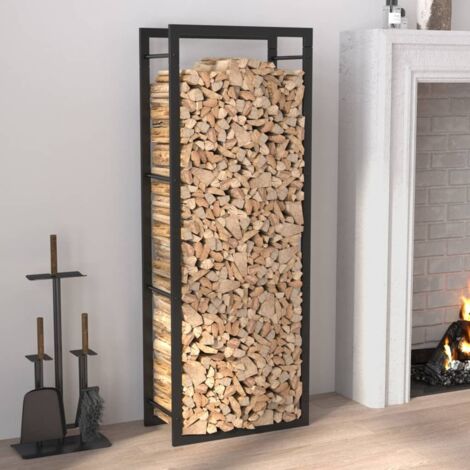 Vidaxl – Support à bûches en acier noir 50x28x132 cm – Rangement extérieur pour bois – Circulation d'air optimale – Résistant aux intempéries (1/6)