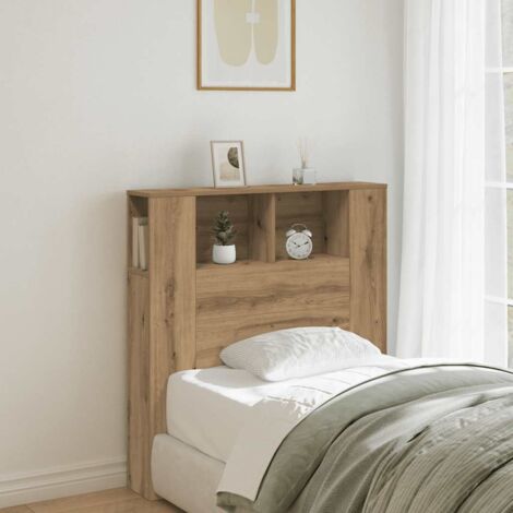 Vidaxl – Armoire de tête de lit chêne artisanal 100x19x104,5 cm – 4 compartiments de rangement – Bois d'ingénierie – Style contemporain