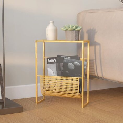 Vidaxl – Porte-revue doré en acier 35x15x45 cm – Organiseur de livres durable – Pour bureau, salon ou chambre à coucher
