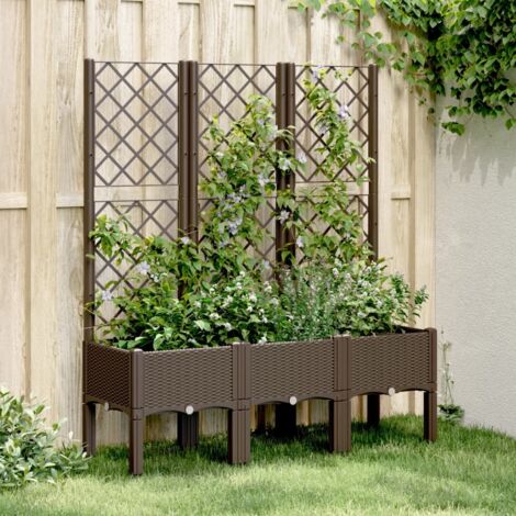 Jardinière avec treillis marron 120x40x142 cm PP vidaXL