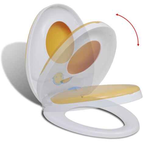 Vidaxl – Siège de toilette abattant adulte à fermeture douce – Polypropylène blanc et jaune – Dimensions 48,5 x 36,5 cm – Fixation ajustable 110-170 mm