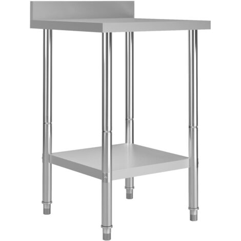 Vidaxl – Table de travail inox 60x60x93 cm – Dosseret 8 cm – Capacité de charge 80 kg – Pieds réglables antidérapants – Facile à nettoyer