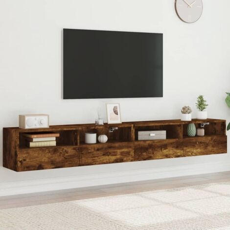 Meubles TV muraux 2pcs chêne fumé 100x30x30cm bois d'ingénierie vidaXL