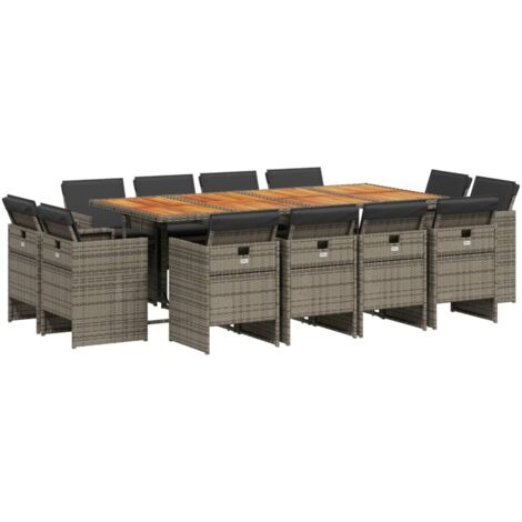 Ensemble à manger de jardin coussins 13 pcs gris résine tressée vidaXL (1/5)