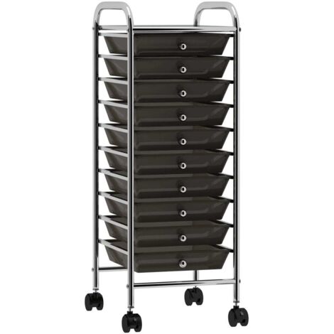 Vidaxl – Chariot de rangement mobile 10 tiroirs – Servante roulante – Charge maximale 30kg – Dimensions 80x40x90cm – 4 roues pivotantes (1/6)