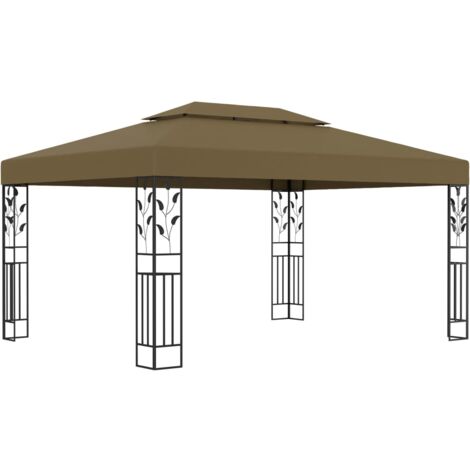 vidaXL Tonnelle avec double toit 3x4 m Taupe 180 g/m²