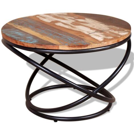 Vidaxl – Table basse fixe en bois de récupération massif 60x60x40 cm – Style vintage – Idéale pour salon ou espace de vie – Fabrication artisanale (1/8)