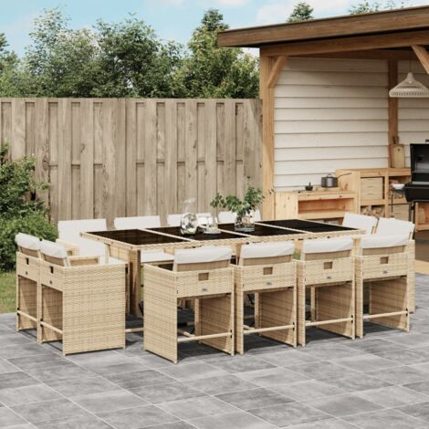vidaXL Ensemble à manger de jardin et coussins 13 pcs beige