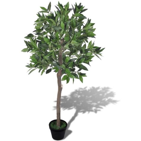 Vidaxl – Laurier artificiel 120 cm – 546 feuilles – Pot en plastique 17,8 cm – Plante verte décorative réaliste