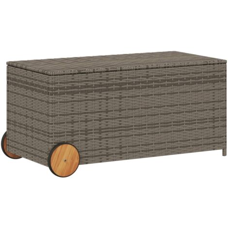 Boîte de rangement de jardin et roues gris 190L résine tressée vidaXL