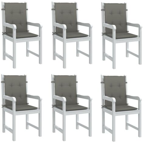 Coussins de chaise à dossier bas lot de 6 gris foncé mélangé vidaXL