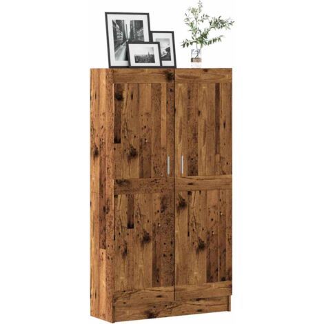 Vidaxl – Bibliothèque vieux bois 82,5x30,5x150 cm – Bois d'ingénierie – 4 niveaux – Fixation murale incluse – Pour rangement livres et décorations
