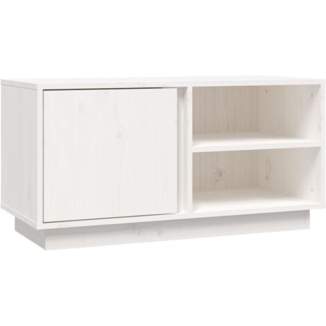 Meuble TV Blanc 80x35x40,5 cm Bois de pin massif vidaXL (1/5)