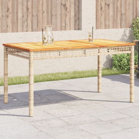 vidaXL Table de jardin beige 140x80x75 cm résine tressée et acacia (1/5)