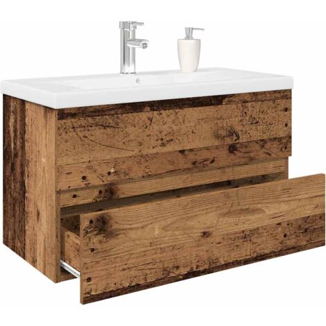 Vidaxl – Meuble lavabo avec vasque simple – Espace de rangement – Fixation murale – Matériau résistant à l'humidité – Robinet inclus (1/5)