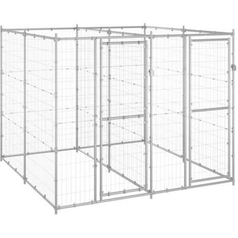 vidaXL Chenil extérieur Acier galvanisé 4,84 m²