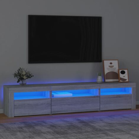 Vidaxl – Meuble TV avec lumières LED RGB – Bois d'ingénierie sonoma gris – Dimensions 195x35x40 cm – Espace de rangement optimisé (1/5)