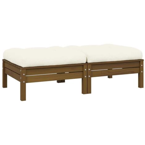 vidaXL 2-Seater Garden Sofa with Cream Cushions Solid Wood Pine