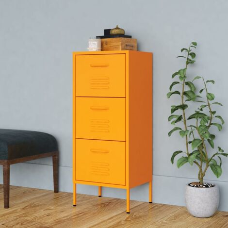 Vidaxl – Armoire de rangement jaune moutarde 42,5x35x101,5 cm – Acier robuste avec tiroirs extensibles – Pour espaces confinés (1/5)