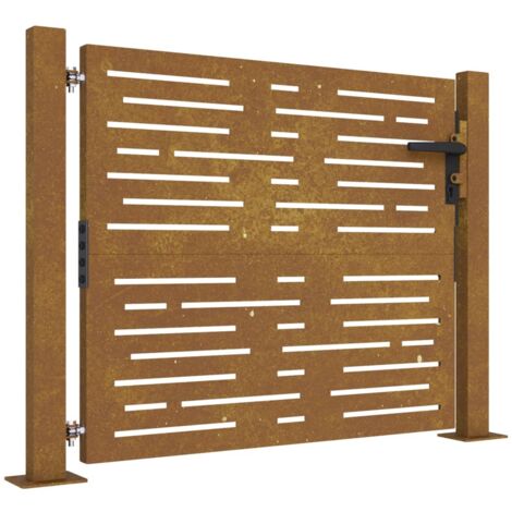 Vidaxl – Portail de jardin 105x105 cm – Acier corten anti-corrosif – Système verrouillable – Installation stable avec 4 trous de fixation