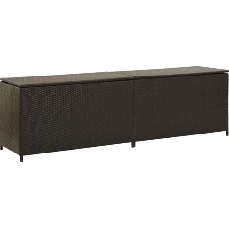 Vidaxl – Coffre de jardin en résine tressée 200x50x60 cm marron – Cadre en acier enduit de poudre – Résistant aux intempéries et à l'humidité