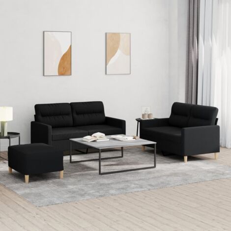 Ensemble de canapés 3 pcs avec coussins Noir Tissu vidaXL (1/5)