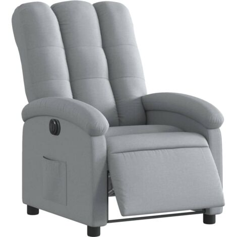 Vidaxl – Fauteuil relax inclinable électrique gris clair – Tissu 100% polyester – Dossier réglable jusqu'à 135° – Accoudoirs rembourrés