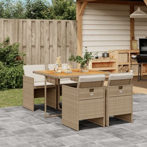 Ensemble à manger de jardin avec coussins 5pcs Beige poly rotin vidaXL