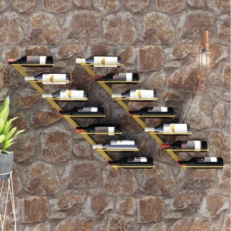 Casier à vin mural pour 7 bouteilles 2 pcs Doré Métal vidaXL