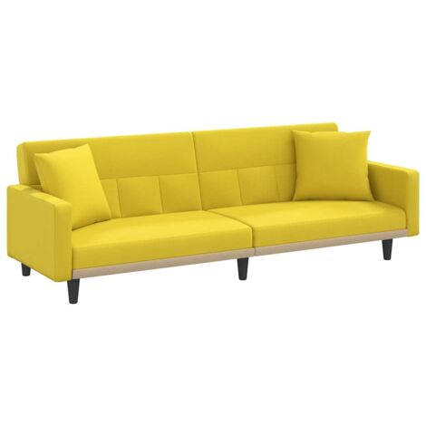 Furniture Limited - Canapé-lit avec coussins jaune clair tissu (1/8)