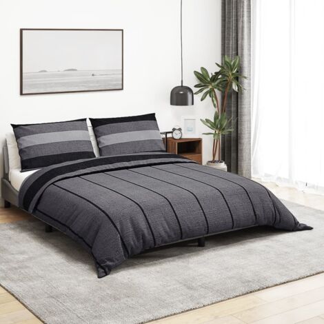 Ensemble de housse de couette gris foncé 200x200 cm Coton vidaXL