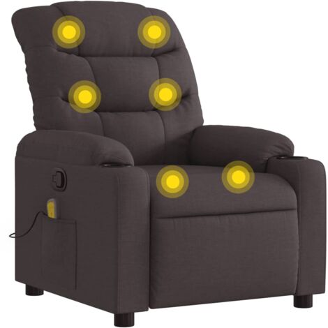 Fauteuil de massage inclinable Marron foncé Tissu vidaXL