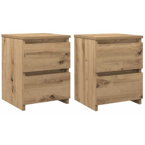 Vidaxl – Tables de chevet 2 pcs en bois d'ingénierie chêne artisanal – Dimensions 30x30x40 cm – 2 tiroirs – Résistance à l'humidité