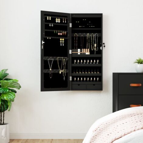 Armoire à bijoux avec miroir et éclairage LED mural noir vidaXL (1/5)
