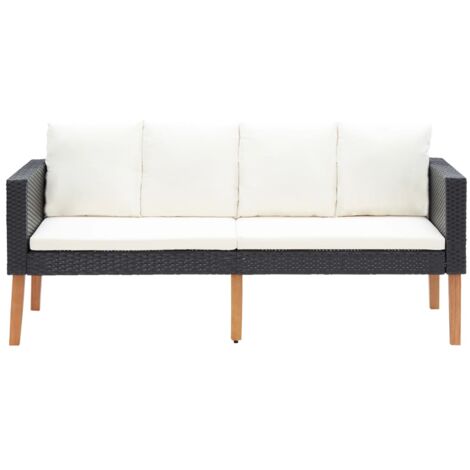 Vidaxl – Canapé de jardin 2 places résine tressée noir – Coussins épais – Dimensions 165x67x60cm – Cadre acier enduit de poudre – Usage extérieur