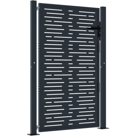 Vidaxl – Portail fer et acier anthracite 105x155 cm – Design découpé au laser – Résistant aux intempéries – Système verrouillable
